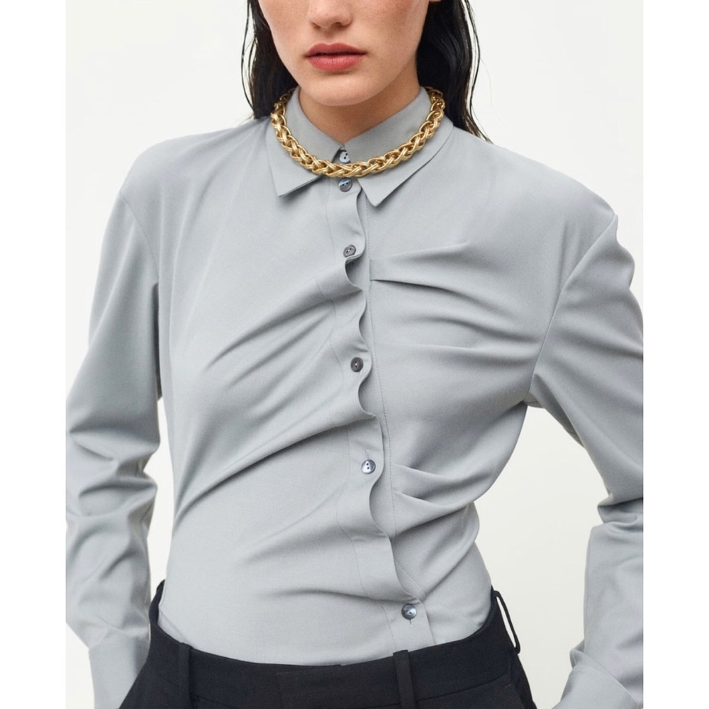 Zara Limited Edition Ruched Shirt - Picture 2 of 15